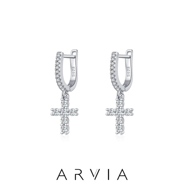 S925 Standard Silver Cross Diamond Earrings