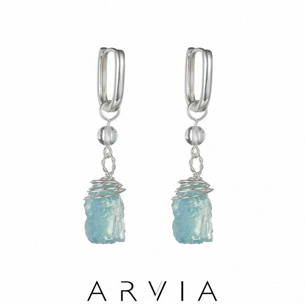 S925 Standard Silver aquamarine earrings